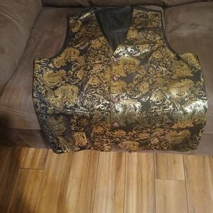 Gold Glitter Men's Loafers and Black/Gold Vest